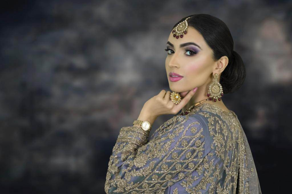 Model facing left